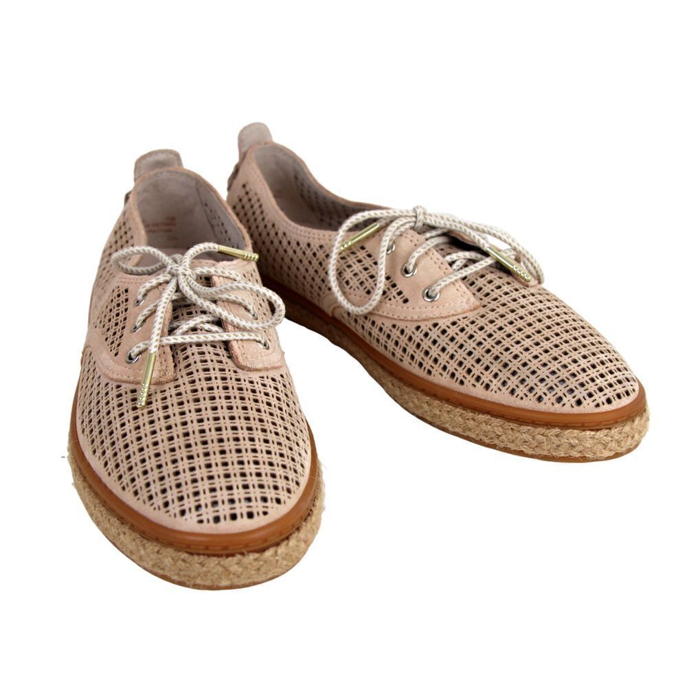 Cole Haan PERFORATED BEIGE GENUINE SUEDE LACE UP SNEAKERS COMFORT SHOES Size 7